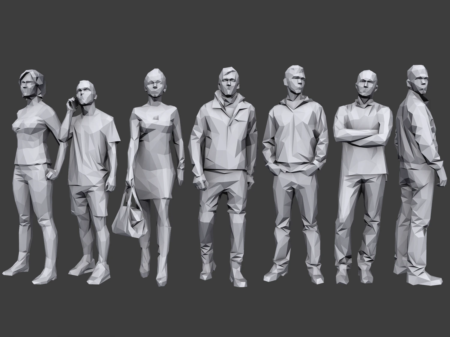 lowpoly people casual pack 3D Model .c4d .max .obj .3ds .fbx .stl .blend 