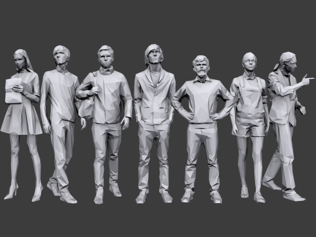 lowpoly people casual pack vol 2 3D 모델 .c4d .max .obj .3ds .fbx .stl .blend 