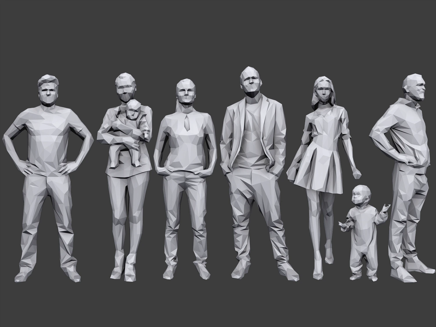 lowpoly people casual pack vol 3 3D Model .c4d .max .obj .3ds .fbx .stl .blend 