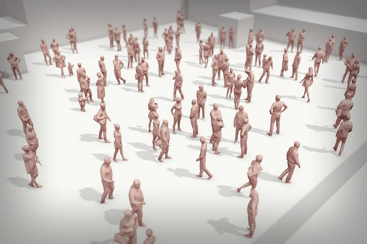 lowpoly people crowd 3D Model .c4d .max .obj .3ds .fbx .stl .blend 