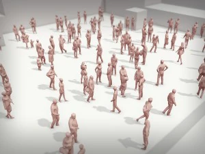 lowpoly people crowd 3D Model