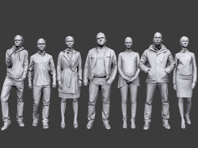 lowpoly people casual pack vol 7 3D 模型 .c4d .max .obj .3ds .fbx .stl .blend 