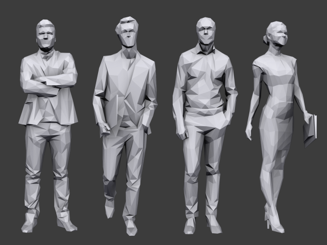 lowpoly people business pack Modelo 3D .c4d .max .obj .3ds .fbx .stl .blend