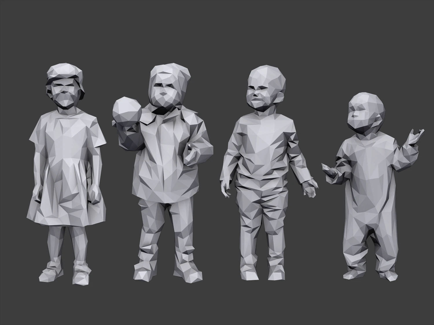 lowpoly children pack 3D Model .c4d .max .obj .3ds .fbx .stl .blend 