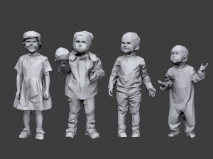 pack enfants lowpoly Modèle 3D