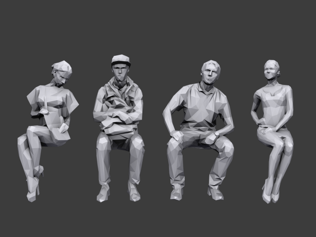 lowpoly people sitting pack Modelo 3D .c4d .max .obj .3ds .fbx .stl .blend 