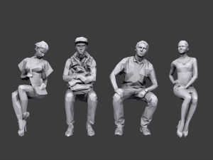 lowpoly people sitting pack 3D Model