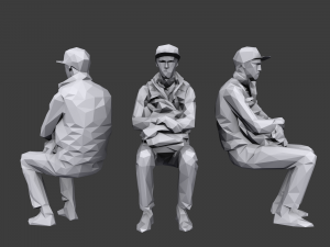 lowpoly people sitting pack Modelo 3D