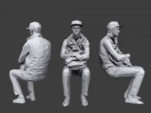 lowpoly people sitting pack 3D Model