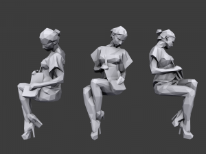 lowpoly people sitting pack Modelo 3D