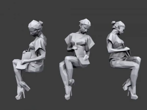 lowpoly people sitting pack 3D Model