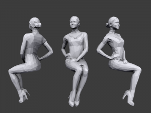 lowpoly people sitting pack Modelo 3D