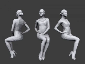 lowpoly people sitting pack 3D Model