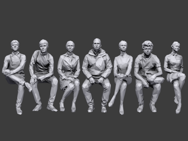 lowpoly people sitting pack vol 2 3D Model .c4d .max .obj .3ds .fbx .stl .blend 