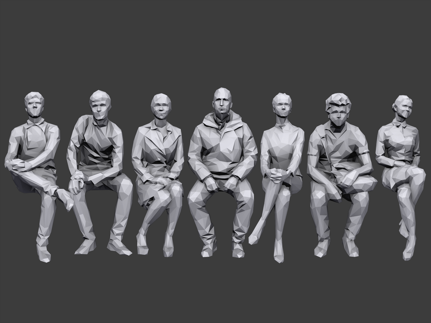 Lowpoly People Sitting Pack Vol 2 3D Model in Anatomy 3DExport