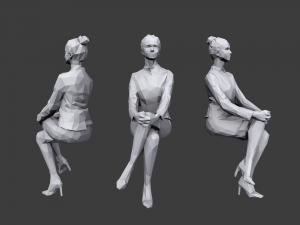 lowpoly people sitting pack vol 2 3D Model