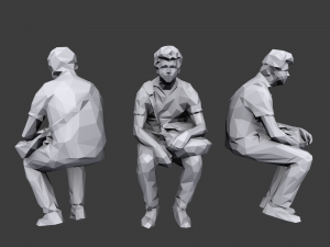 lowpoly people sitting pack vol 2 3D Model