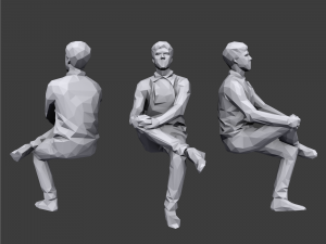 lowpoly people sitting pack vol 2 3D Model