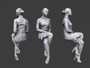 lowpoly people sitting pack vol 2 3D Model