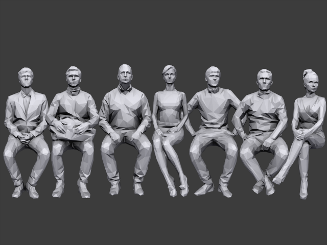 lowpoly people sitting pack vol 3 Model 3D .c4d .max .obj .3ds .fbx .stl .blend 