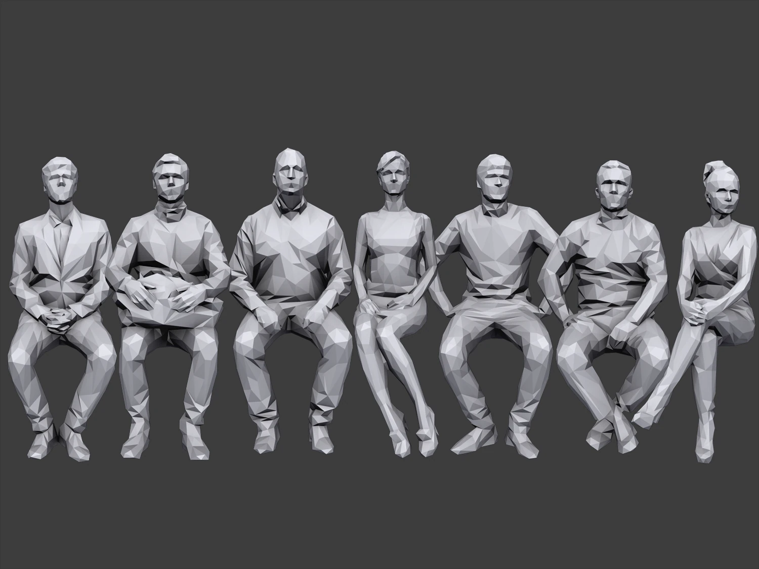 lowpoly people sitting pack vol 3 3D Model .c4d .max .obj .3ds .fbx .stl .blend