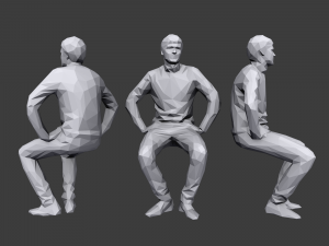 lowpoly people sitting pack vol 3 Model 3D