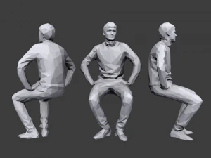 lowpoly people sitting pack vol 3 3D Model