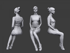 lowpoly people sitting pack vol 3 Model 3D