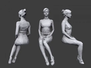 lowpoly people sitting pack vol 3 3D Model