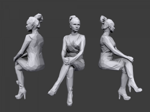 lowpoly people sitting pack vol 3 Model 3D