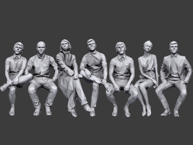 lowpoly people sitting pack vol 4 3D 模型 .c4d .max .obj .3ds .fbx .stl .blend 