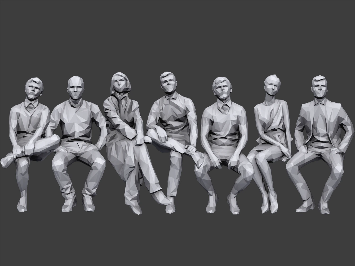 lowpoly people sitting pack vol 4 3D Model .c4d .max .obj .3ds .fbx .stl .blend