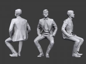 lowpoly people sitting pack vol 4 3D 模型