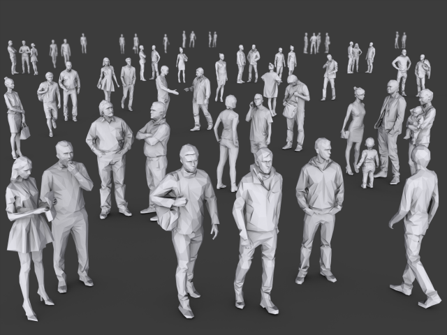 Complete lowpoly people pack 3D Модель .c4d .max .obj .3ds .fbx .stl .blend 