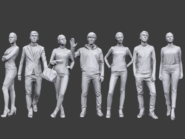lowpoly people casual pack vol 11 Modelo 3D .c4d .max .obj .3ds .fbx .stl .blend 
