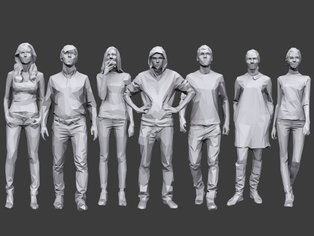 lowpoly people casual pack vol 12 Modelo 3D .c4d .max .obj .3ds .fbx .stl .blend 