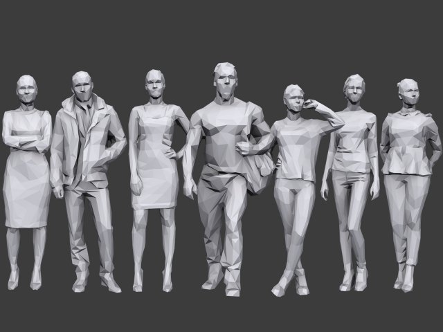 lowpoly people casual pack vol 13 Model 3D .c4d .max .obj .3ds .fbx .stl .blend 