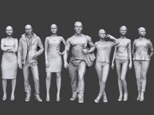 Повсякденний набір lowpoly people том 13 3D Модель