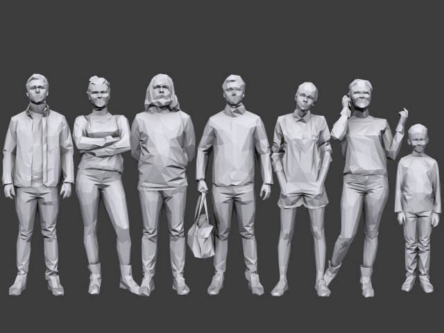 lowpoly people casual pack vol 15 Model 3D .c4d .max .obj .3ds .fbx .stl .blend 
