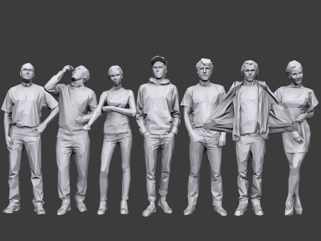 lowpoly people casual pack vol 19 3D Model .c4d .max .obj .3ds .fbx .stl .blend