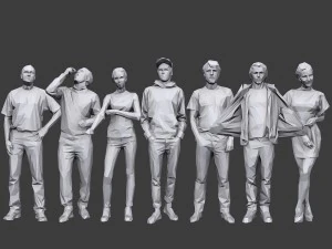 lowpoly 사람들 캐주얼 팩 vol 19 3D 모델