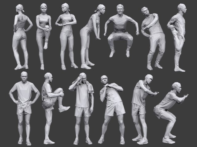 lowpoly people fitness pack Modèle 3D .c4d .max .obj .3ds .fbx .stl .blend 