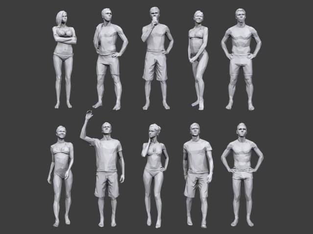 lowpoly people vacation pack Modelo 3D .c4d .max .obj .3ds .fbx .stl .blend 