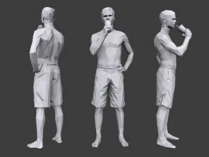 lowpoly people vacation pack 3D Model