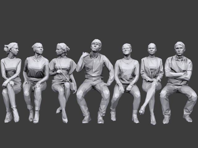 lowpoly people sitting pack vol 5 Modelo 3D .c4d .max .obj .3ds .fbx .stl .blend 