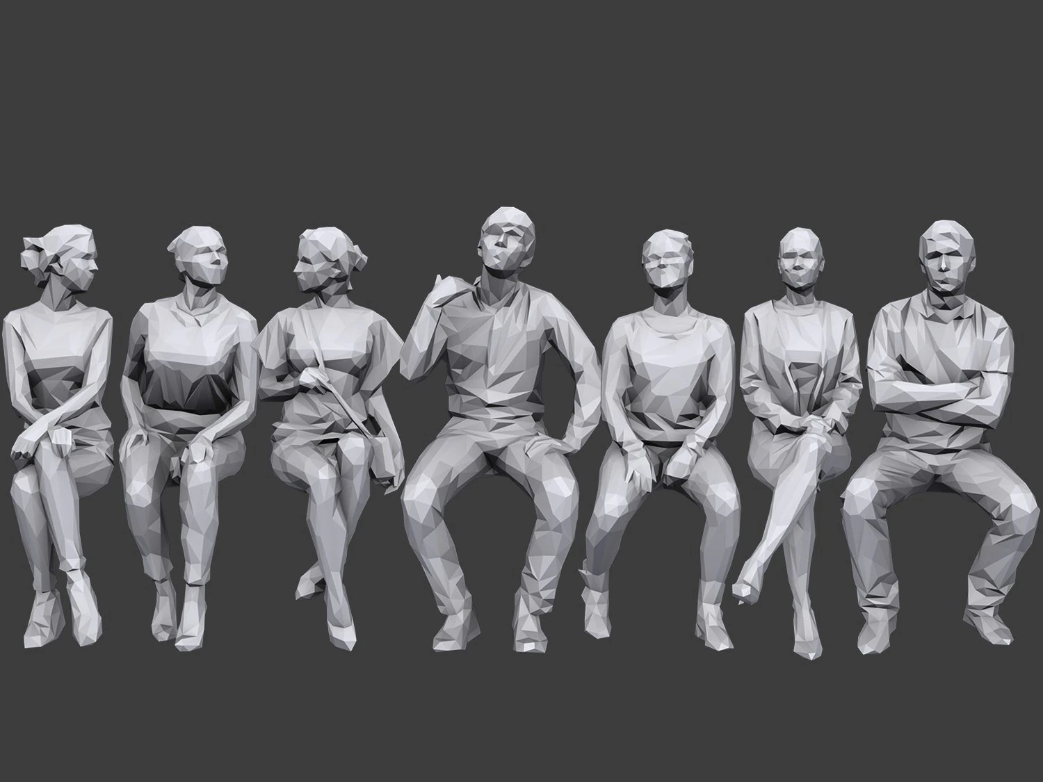 lowpoly people sitting pack vol 5 3D Model .c4d .max .obj .3ds .fbx .stl .blend