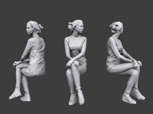 lowpoly people sitting pack vol 5 3D Model