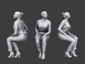 lowpoly people sitting pack vol 5 Modelo 3D