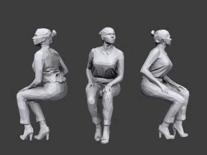lowpoly people sitting pack vol 5 3D Model