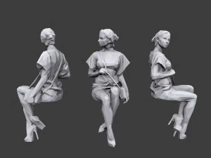lowpoly people sitting pack vol 5 3D Model